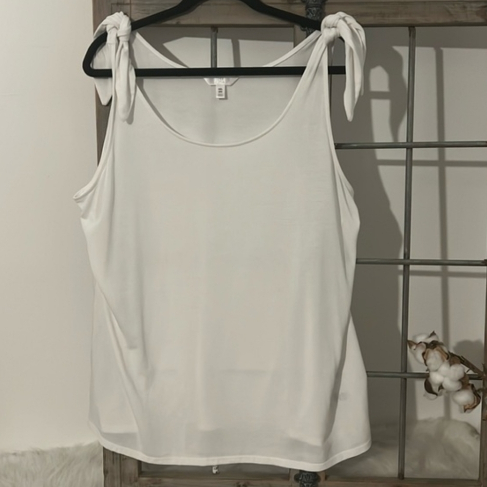 Women's Tie Sleeve White Tank Top